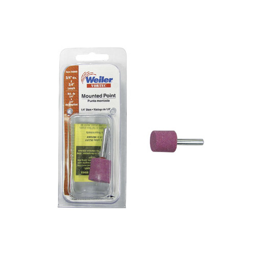 36806weiler-grinding-point-aluminum-oxide-abrasive-14-in-arborshank-47-000-rpm-speed-34-in-diameter-34-in-height