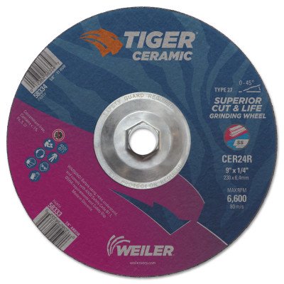 58334weiler-tiger-ceramic-grinding-wheels-selfsharpening-ceramic-alumina-grain-delivers-a-superior-combination-of-life-and-cut-rate-ideal-for-stainless-steel-and-other-hardtogrind-metals-pack-of-10