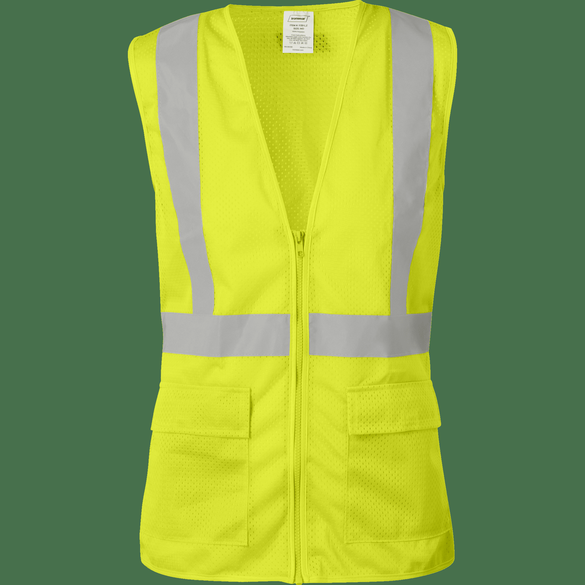 womens-type-r-class-2-hi-vis-reflective-zipper-safety-vest-w-4-pockets-1130-lz-01-sm-ironwear