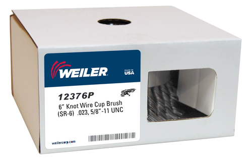 6" Single Row Knot Wire Cup Brush, .023" Steel Fill, 5/8"-11 UNC Nut, Retail Pack
