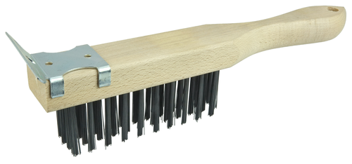 Vortec Pro  Scratch Brush w/Scraper, .012 Carbon Steel Fill, 4 x 11 Rows