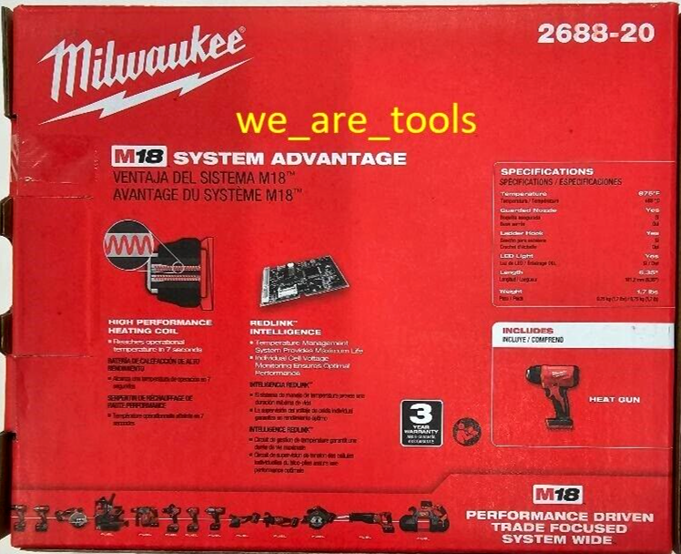 new-in-box-milwaukee-2688-20-m18-heat-gun-compact-cordless-battery-powered-18v-2688-20-milwaukee