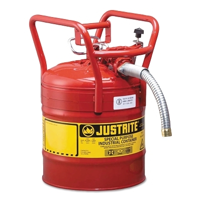 7350130type-ii-dot-safety-can-can-capacity-5-gal-can-color-red-for-use-with-liquid-flammables-can-material-galvanized-steel-height-18-12-in-outside-dia-11-34-in-dot-approved-yes-includes-hose-yes-length-17-14-in