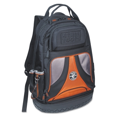klein-tools-tradesman-pro-organizer-backpack-features-39-pockets-for-plenty-of-tool-storage-including-a-hard-molded-front-pocket-for-safety-glasses-and-a-front-zipper-pocket-to-store-loose-parts-the-bright-orange-interior-wil