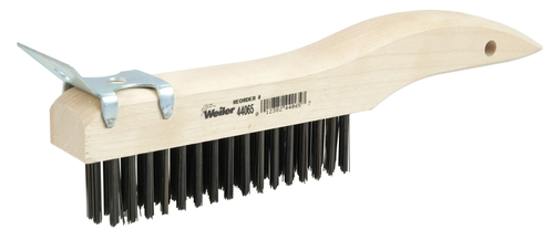 Hand Wire Scratch Brush w/Scraper, .012 Carbon Steel Fill, Shoe Handle, 4 x 16 Rows
