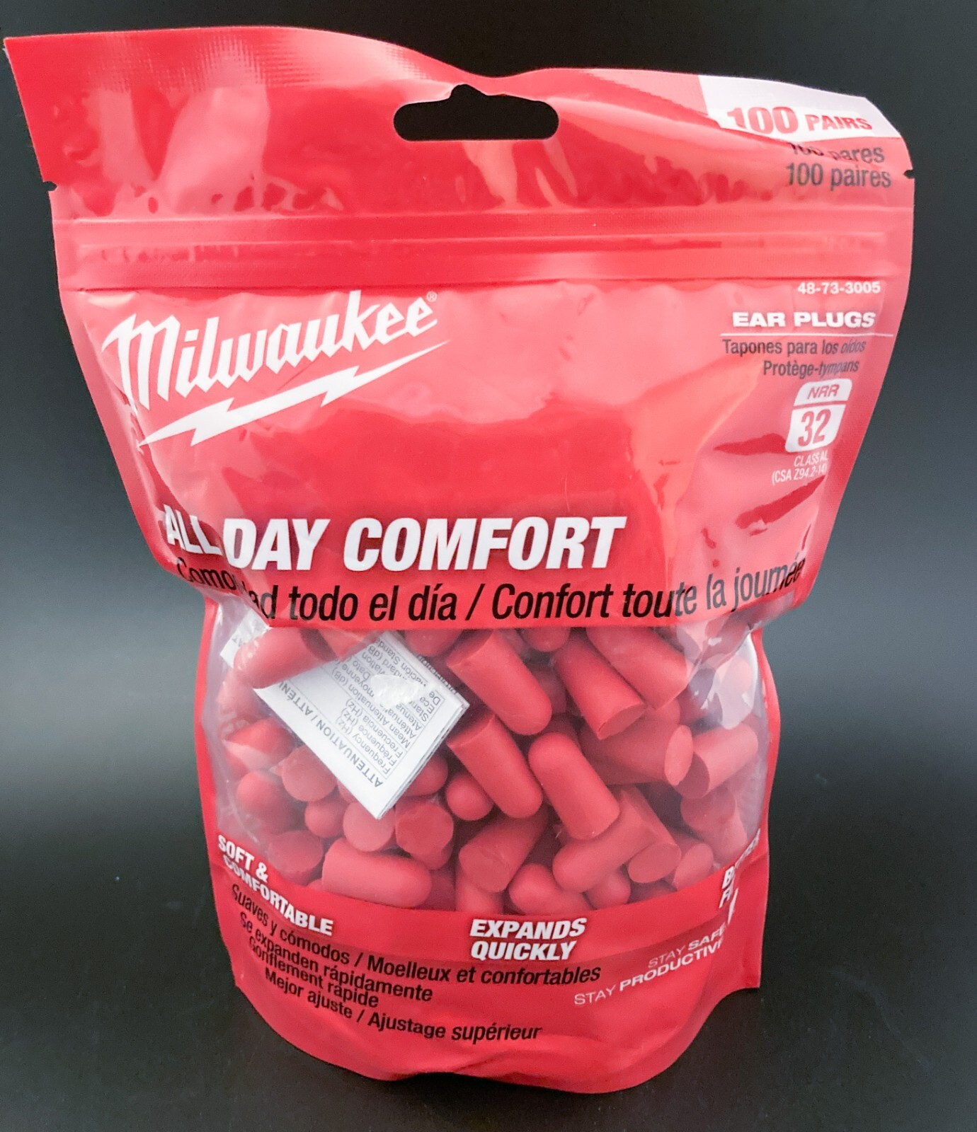 milwaukee-100-pairs-ear-plugs-48-73-3005-noise-reducting-disposable-comfort-new-48-73-3005-milwaukee