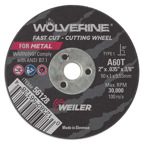 2" x .035" Wolverine Type 1 Cut-Off Wheel, A60T, 3/8" A.H.
