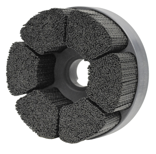 Burr-Rx 6" Maximum Density Shell-Mill Holder Disc Brush, 80CG Crimped Rectangular Fill