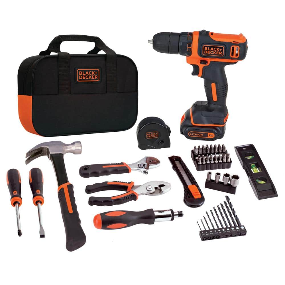 bdcdd12pkthe-blackdecker-bdcdd12pk-12v-max-drill-project-kit-features-a-powerful-compact-lithium-drilldriver-and-56-hand-tools-and-accessoriest-most-commonly-used-for-diy-projects-and-household-tasks-this-home-tool-kit-can-he