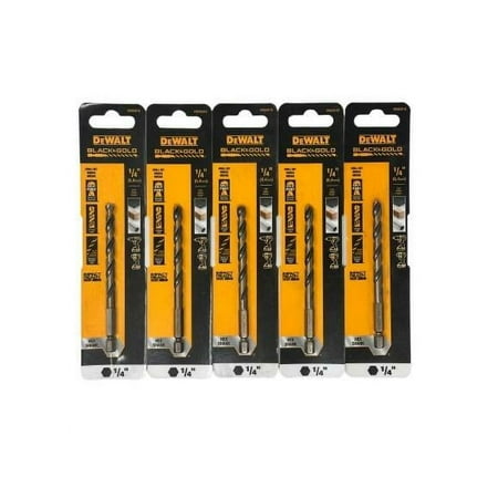dwa5016the-dewalt-black-and-gold-drill-bit-dwa5016-5-pack-is-designed-for-precision-and-durability-making-it-an-ideal-choice-for-both-professional-and-diy-projects-this-14-64mm-split-point-drill-bit-features-a-hex-shank-for-e