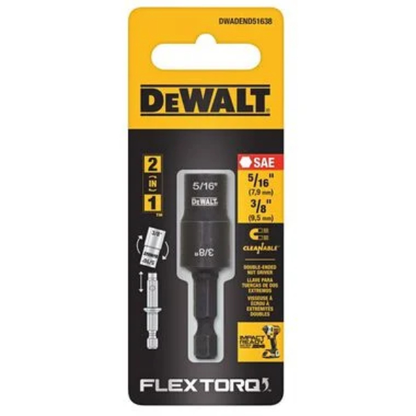 dwadend51638pdewalt-516-in-plus-38-in-doubleendeddetachable-nut-driver-the-flextorq-double-ended-detachable-nut-drivers-offer-exceptional-performance-and-versatility-for-extremetorque-applications-the-detachable-sockets-allow