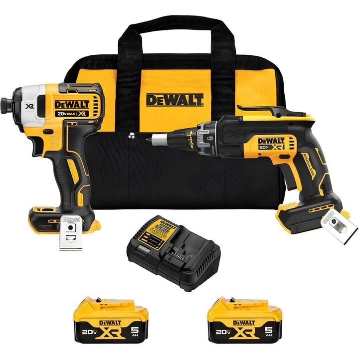 DEWALT 20V MAX* XR Brushless Drywall Screwgun and Impact Driver Combo Kit (5.0Ah)