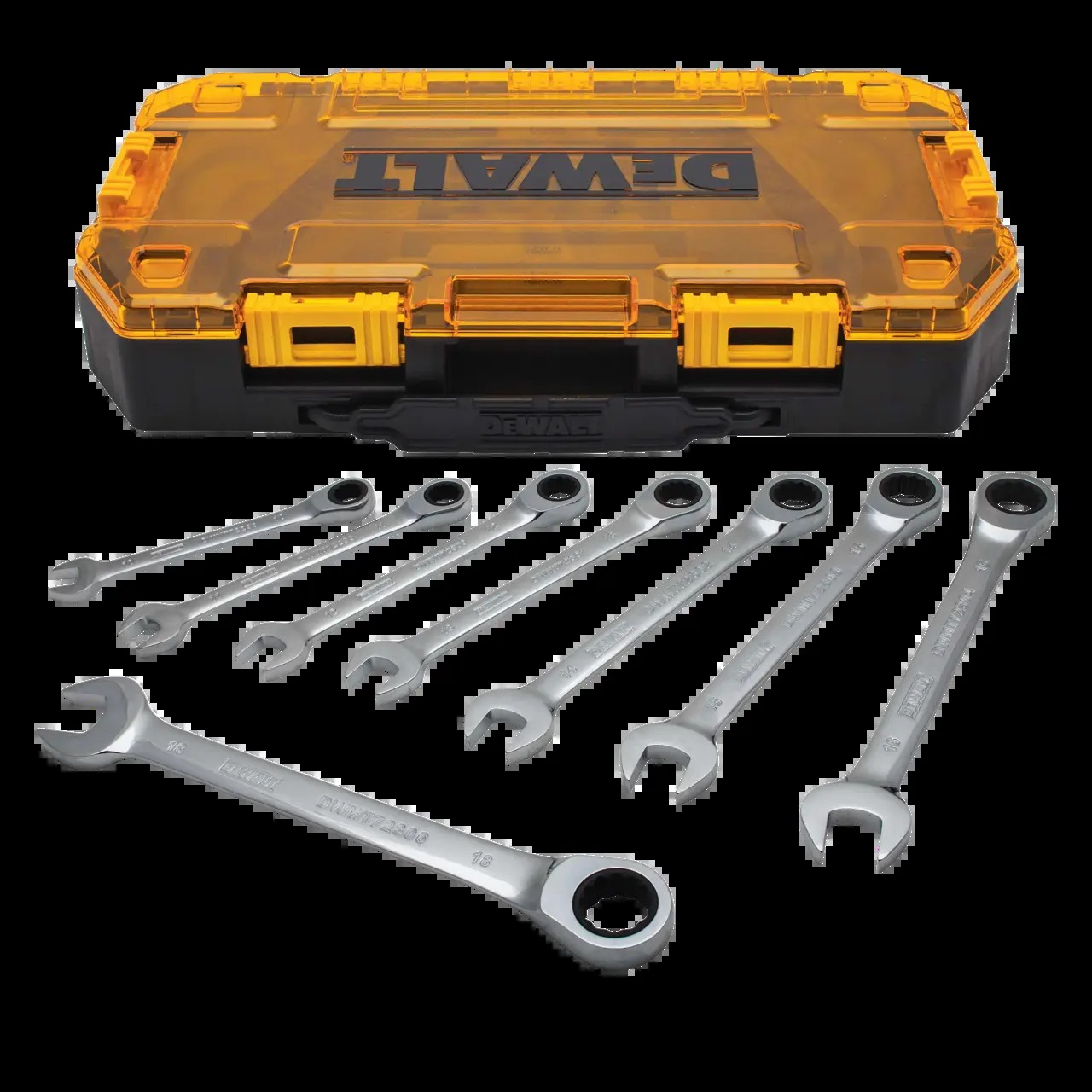 DeWalt 8 Piece Full Polish Ratcheting Combination Metric Wrench Set