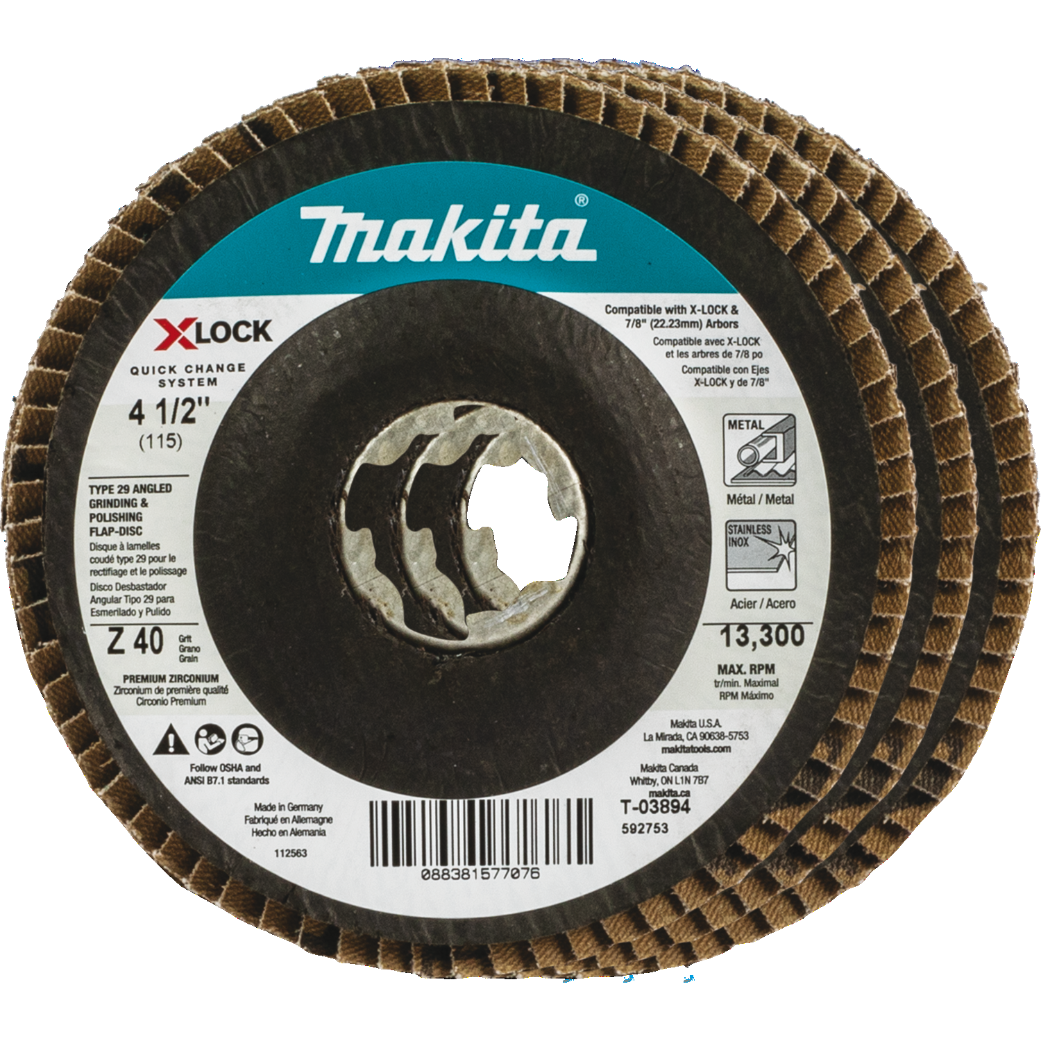 xlock-412-40-grit-type-29-angled-grinding-and-polishing-flap-disc-for-xlock-and-all-78-arbor-grinders-3pk-t-03894-3-makita