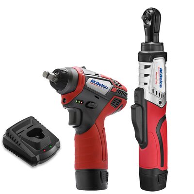 ACDelco ACDelco ARW12102-K3 G12 Series 12V Cordless Li-ion 1/4" Brushless Rachet Wrench & 3/8" Impact Wrench Combo Tool Kit with 2 Batteries
