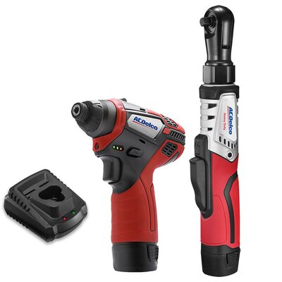 ACDelco ACDelco ARW12103-K2 G12 Series 12V Li-ion Cordless 3/8" Brushless Rachet Wrench & �"? Impact Driver Combo Tool Kit with 2 Batteries