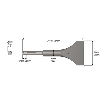 Ajax Tool Works WIDE SCALING CHISEL 7 1/2"X3"