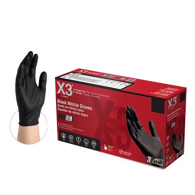 Xtreme M X3 Powder Free, Textured, Black Nitrile