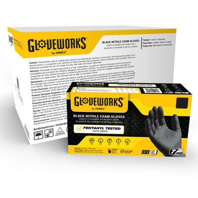 Gloveworks Black Nitrile PF Exam XL Gloves