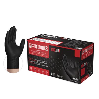 Gloveworks Gloves Heavy Duty Black Nitrile XXL
