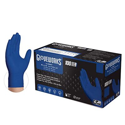 Gloveworks Royal Blue Nitrile Raised Diamond Texture Disposable Gloves, Size X-Large