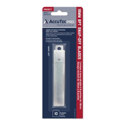 AccuTec Pro 18mm 8-Point Snap Off Replacement Blade, 10 Pack