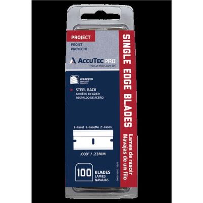 AccuTec Pro AccuTec Pro Single Edge Blade .009 1074 Steel Back 100SHL BL/CLM, CLM=CT, (50CT/CA)