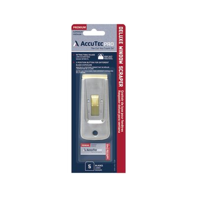AccuTec Pro Deluxe Heavy Duty Window Scraper with 5 Blades