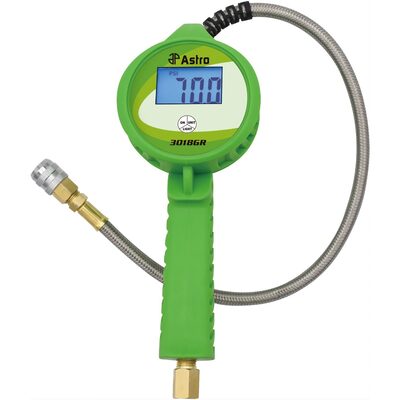Astro Pneumatic Digital Tire Inflator w/ Stainless Steel Hose & Push-Lock Coupler Chuck - Green
