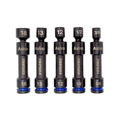 Astro Pneumatic 1/2 Inch Drive 12-Point Pinless Heavy-Duty Driveline Impact Socket Set