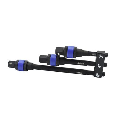Astro Pneumatic 3pc Locking 3/8" Drive 1/4" Hex Shank Impact Adapter Extension Set