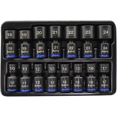 Astro Pneumatic 3/8? Drive 10-24mm Pinless Universal Impact Sockets &hyphen; No Skips &hyphen; 15 Pieces