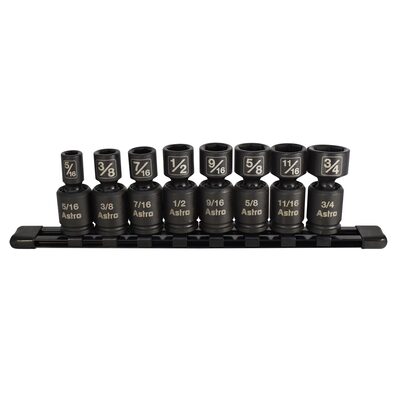 Astro Pneumatic 8PC 3/8IN DR Pinless Universal Impact Socket SAE