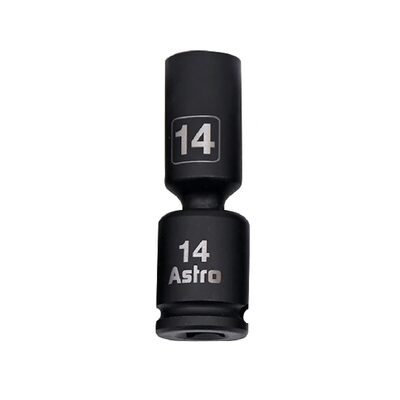 Astro Pneumatic 14mm 3/8 Inch Drive Mid-Length Pinless Universal Impact Socket - Metric
