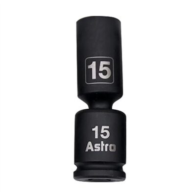 Astro Pneumatic 15MM 3/8 Inch Drive Mid-Length Pinless Universal Impact Socket - Metric