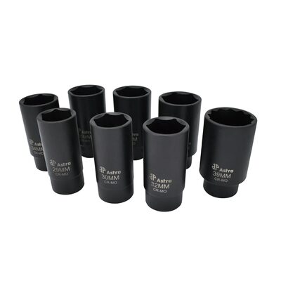 Astro Pneumatic 6 Point Axle Nut Socket Set 8 Pieces