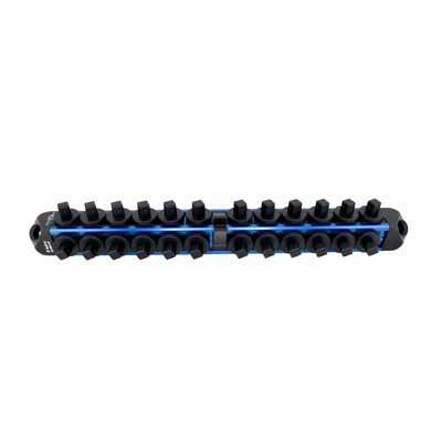 Astro Pneumatic 3/8 Inch Drive V12 Locking Magnetic Socket Organizer for 24 Sockets plus Ratchet - Blue