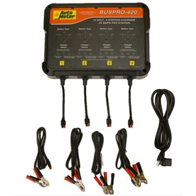 Auto Meter Products BUSPRO-420; Muti-Bank Smart Battery Charger, Flooded, AGM, LifePO4 Batteries - 4 Station, 120v, 20 amp