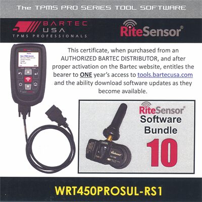 Bartec USA 1 Year Software License for the Tech450PRO w/ 10 RITE-SENSORS