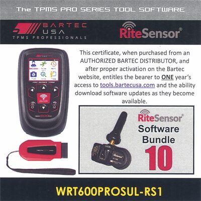 Bartec USA 1 Year Software License for the Tech600PRO w/ 10 RITE-SENSORS