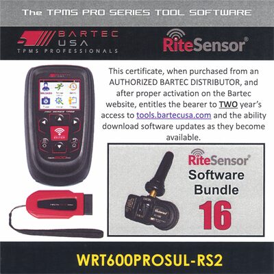 Bartec USA 2 Year Software License for the Tech600PRO w/ 16 RITE-SENSORS