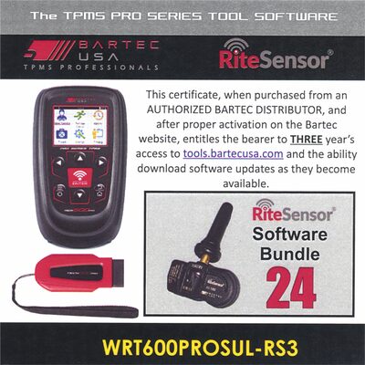 Bartec USA 3 Year Software License for the Tech600PRO w/ 24 RITE-SENSORS