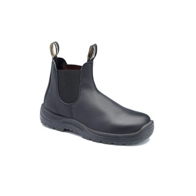 Blundstone Steel Toe Slip-On Elastic Side Boots w/ Kick Guard, Black, AU size 5, US size 6