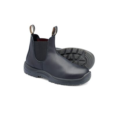 Blundstone Steel Toe Slip-On Elastic Side Boots w/ Kick Guard, Black, AU size 13, US size 14