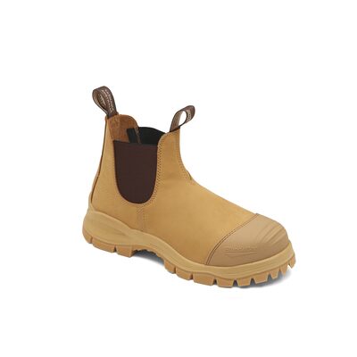 Blundstone Steel Toe Elastic Side Slip-on Boots, Water Resistant, Bump Cap, Wheat, AU size 12, US size 13