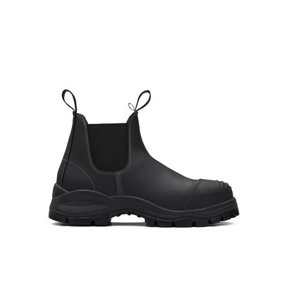 Blundstone Steel Toe Slip-On Elastic Side Boots w/ Kick Guard, Black, AU size 9.5, US size 10.5