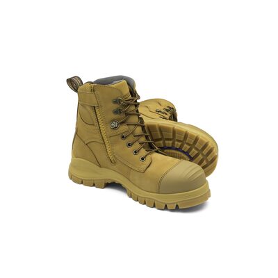 Blundstone Steel Toe Lace Up Side Zip, Water Resistant, Bump Cap, Wheat, AU size 12, US size 13