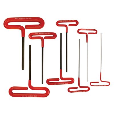 Bondhus Corp. 6" Cushion Grip Loop T-Handle Hex Wrenches, 8 piec
