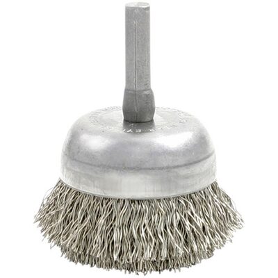 Brush Research Small Diameter Cup Brush, 1.750" Dia., .006CS, .750" Trim Length, .250" Shank Diameter