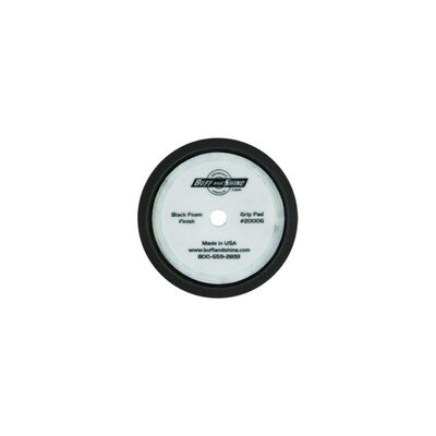 Buff And Shine 2000G Grip Pad, 8 in Dia, 2 in THK, Hook and Loop Attachment, Reticulated Polyester Foam Pad, Black